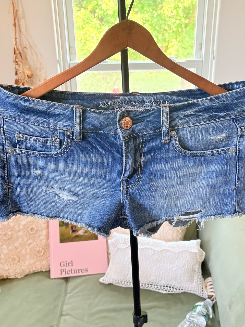 american eagle y2k low waist denim shorts
